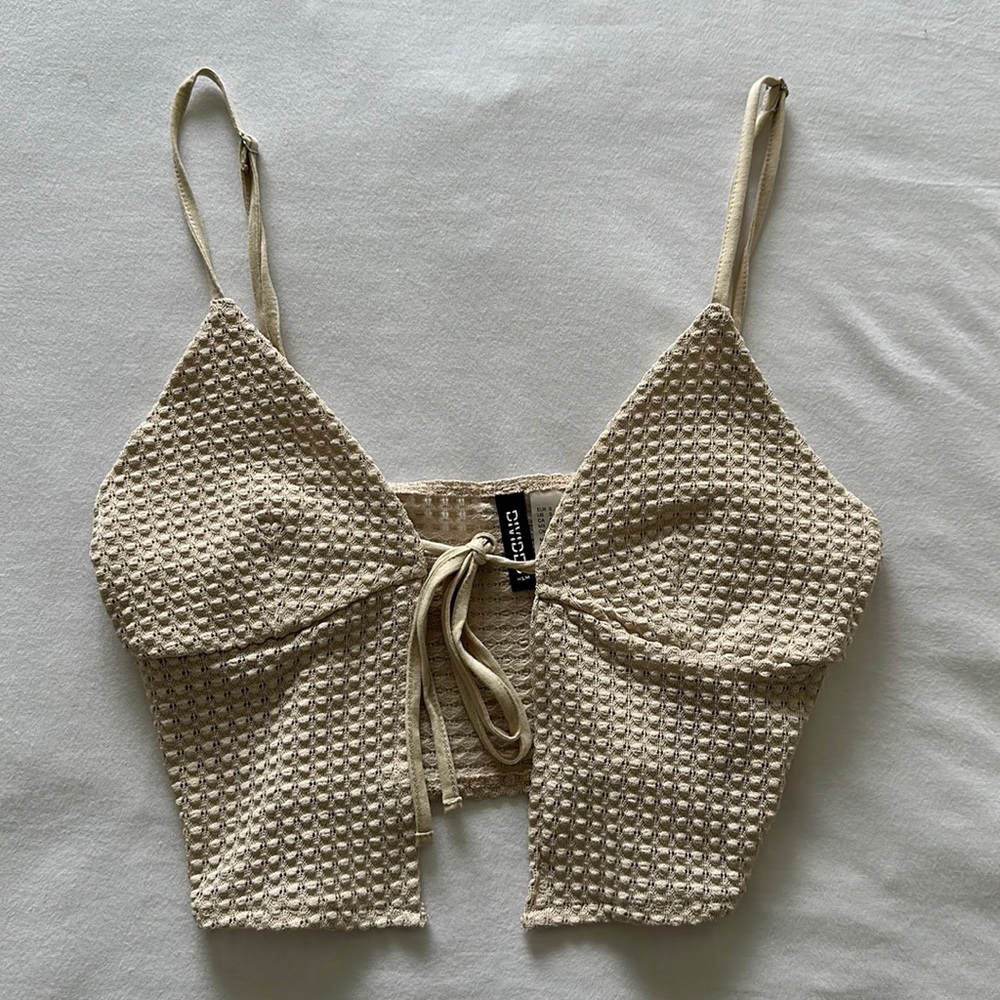 H&M Women’s Waffle Front Tie Crop Top (Size: S)